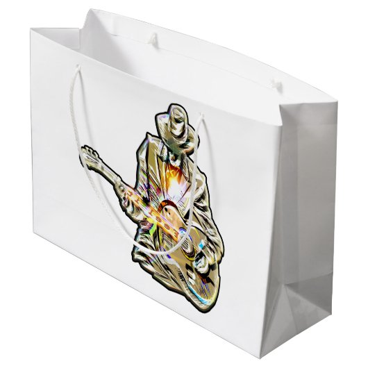 感じThe Blues – ギタ芸術的ーデザイン ラージペーパーバッグ (裏面アングル)