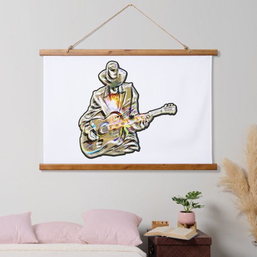 感じThe Blues – ギタ芸術的ーデザイン 吊り下げ型タペストリー (寝室)