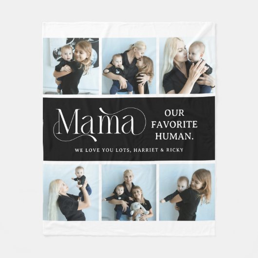 感傷的な写真コラージュ ママ 記念品 フリースブランケット (正面)