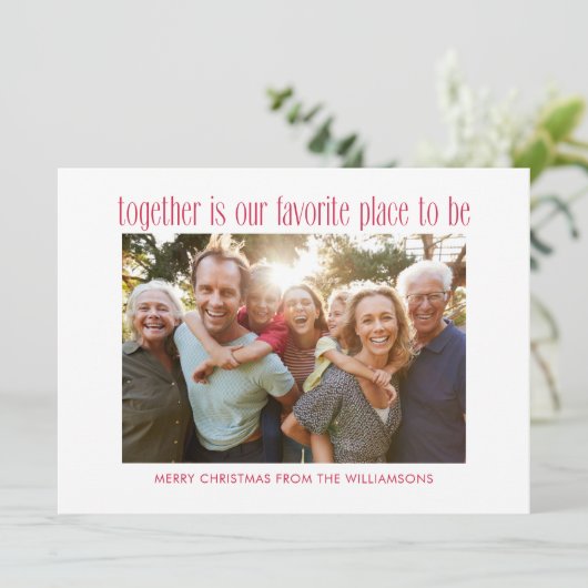 感傷的な家族の愛の写真数々の赤いクリスマス シーズンカード (スタンド正面)