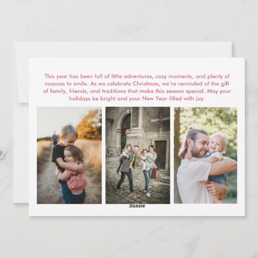 感傷的な家族の愛の写真数々の赤いクリスマス シーズンカード (裏面)