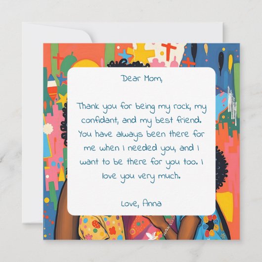 感傷的な母と娘の芸術の母の日 カード (裏面)