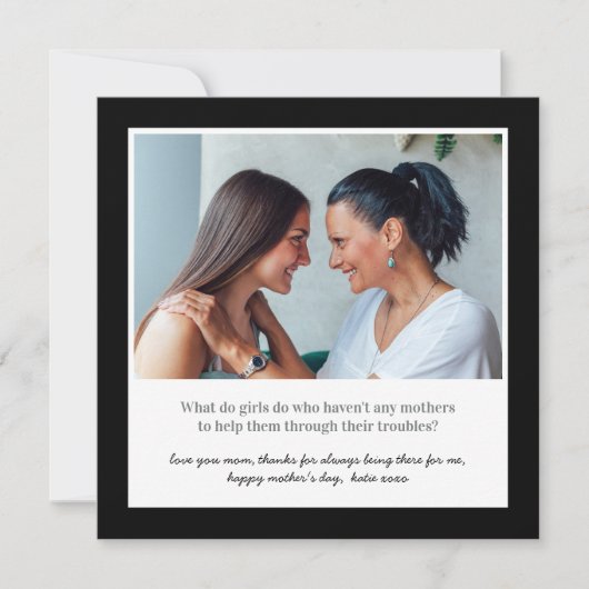 感傷的な母の日の引用文と写真 カード (正面)