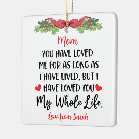 感傷的な言葉ママのための写真カスタム付き セラミックオーナメント (左)
