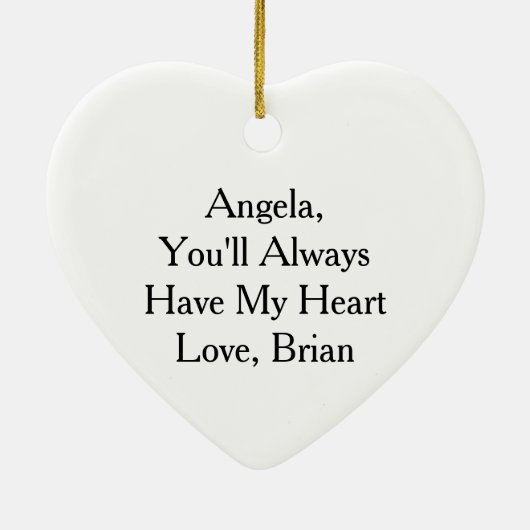 感傷的パーソナライズされたハート付きフローラ セラミックオーナメント (裏面)