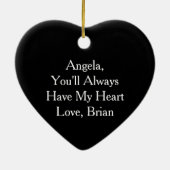 感傷的パーソナライズされたハート付きフローラ セラミックオーナメント (裏面)