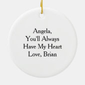 感傷的パーソナライズされたハート付きフローラ セラミックオーナメント (裏面)