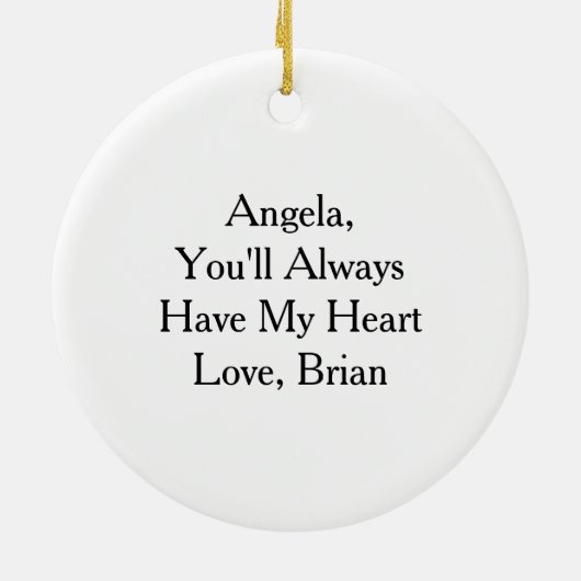 感傷的パーソナライズされたハート付きフローラ セラミックオーナメント (裏面)