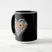 感傷的パーソナライズされたハート付きフローラ マグカップ (正面左)