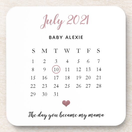 感傷的ベビー発表かわいいハートグリッター コースター (正面)