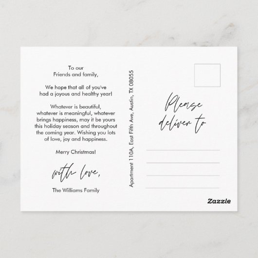 感傷的、メリークリスマス、家族の写真 ポストカード (裏面)