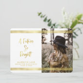 感動のゴールドストライプ写真 卒業のお知らせ 案内状 (スタンド正面)