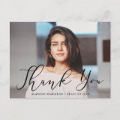 感動のブラックスクリプト写真 卒業お礼 ポストカード (正面)