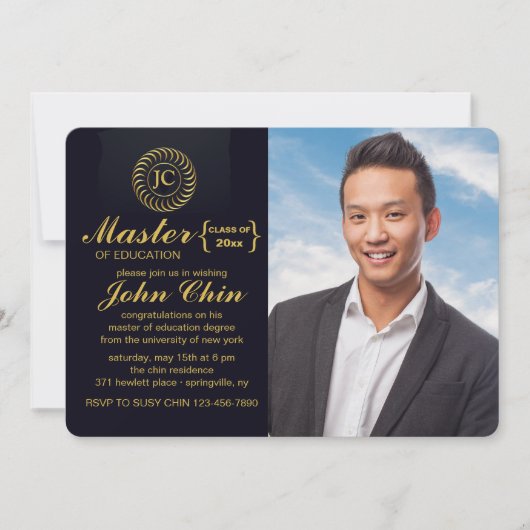 感動の写真 卒業パーティー招待状 招待状 (正面)