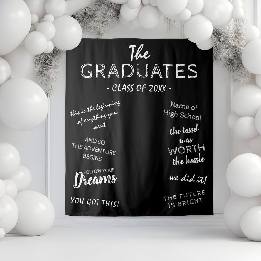 感動の卒業パーティー写真用背景 タペストリー
