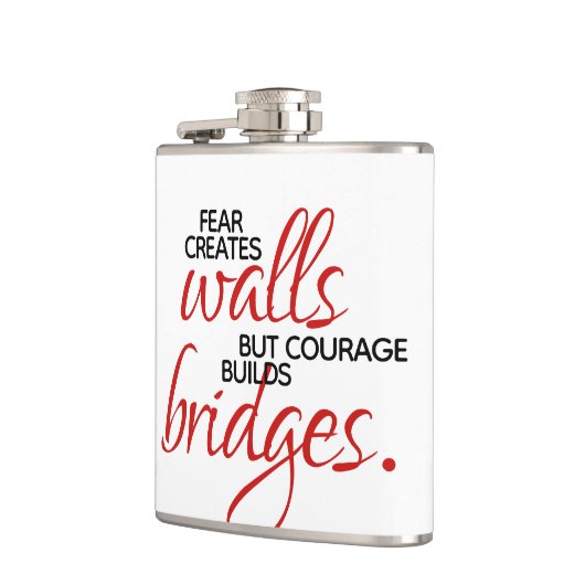 感動の名言が勇気の橋を架ける フラスク (左)