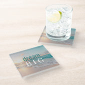 感動的ことわざビーチフォトドリームビッグ ガラスコースター (アングル)