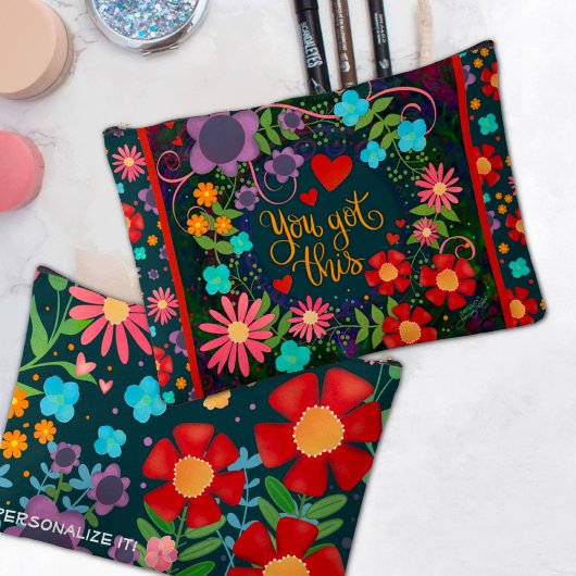 感動的こ得の引用文カスタムフローラ アクセサリーポーチ