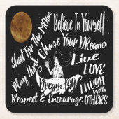 感動的でやる気を起こさせるな引用文のパーティーのコースター スクエアペーパーコースター (正面)