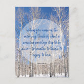 感動的なアスぺンの冬の風景写真&名言 ポストカード (正面)