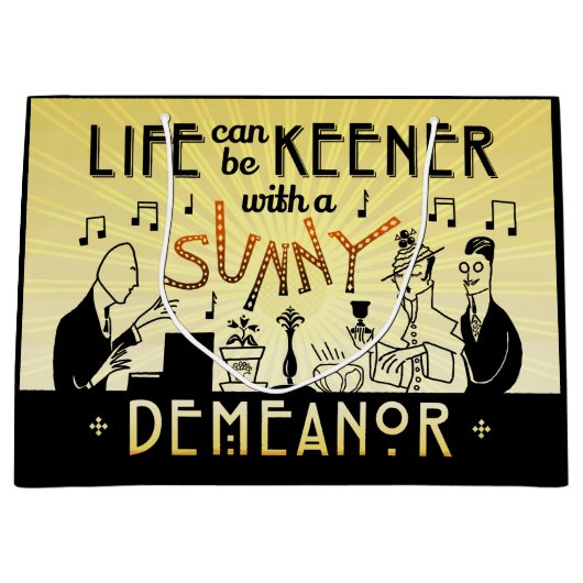 感動的なアールデコ20sのレトロの明るい振舞い ラージペーパーバッグ (正面)