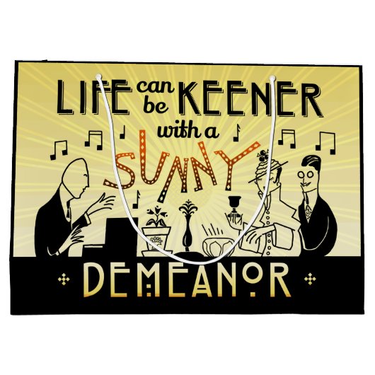 感動的なアールデコ20sのレトロの明るい振舞い ラージペーパーバッグ (裏面)