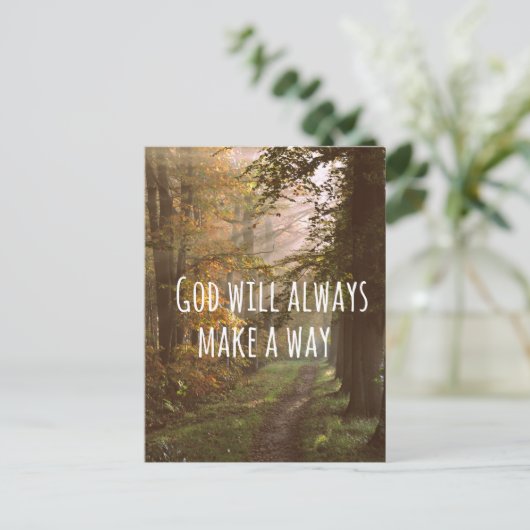 感動的なキリスト教の引用文: 神は ポストカード (スタンド正面)