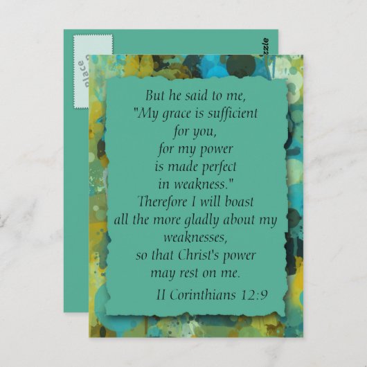 感動的なクリスチャン聖書 神の恵み ポストカード (正面/裏面)