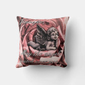 感動的なバラを持つパーソナライズな天使の天使 クッション (裏面)