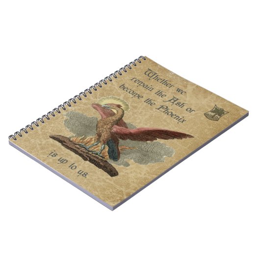 感動的なフェニックスの引用文のアンティークの羊皮紙 ノートブック (左側)