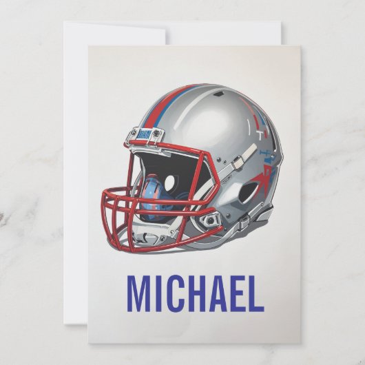 感動的なフットボールヘルメットの名前 シーズンカード (正面)