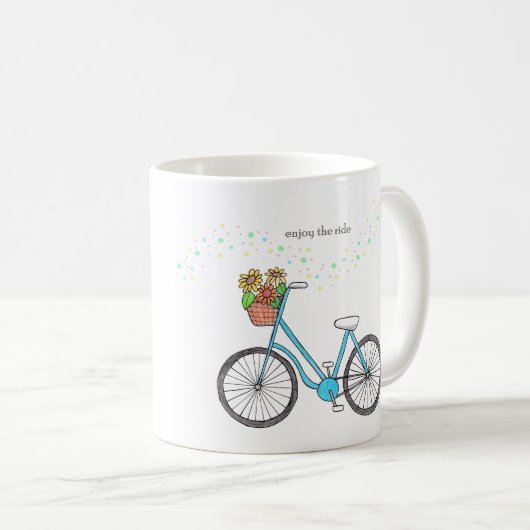 感動的な乗車の自転車のマグの陽性を楽しんで下さい コーヒーマグカップ (正面右)
