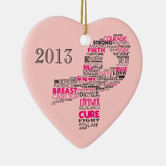 感動的な乳癌の認識度のリボン セラミックオーナメント (右)