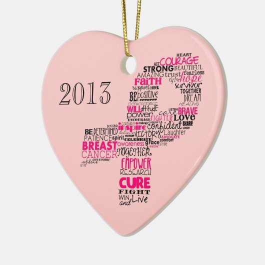 感動的な乳癌の認識度のリボン セラミックオーナメント (左)