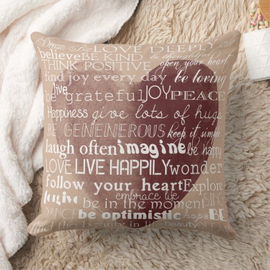 感動的な単語の水彩画のハート クッション (ブランケット)