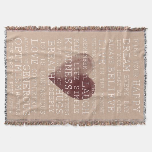 感動的な単語の水彩画のハート スローブランケット (正面)