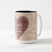 感動的な単語の水彩画のハート ツートーンマグカップ (正面右)