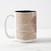 感動的な単語の水彩画のハート ツートーンマグカップ (左)