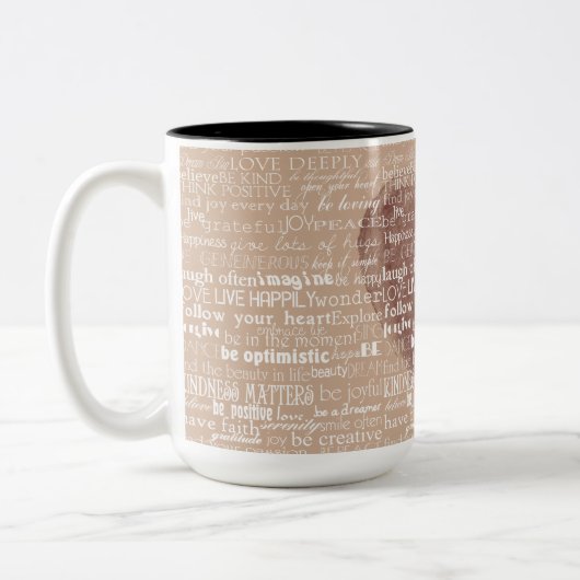 感動的な単語の水彩画のハート ツートーンマグカップ (左)