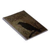 感動的な単語はヴィンテージのカラスと信じます ノートブック (右側)