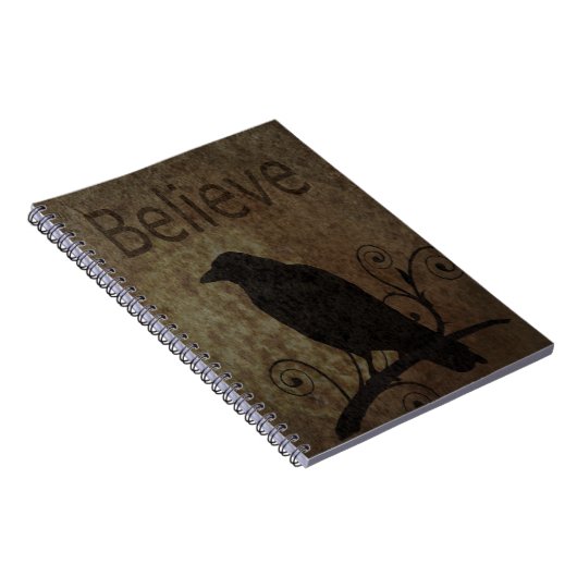 感動的な単語はヴィンテージのカラスと信じます ノートブック (右側)