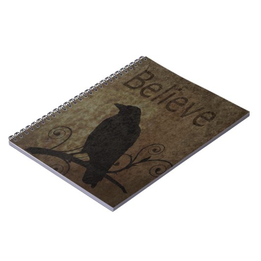 感動的な単語はヴィンテージのカラスと信じます ノートブック (左側)