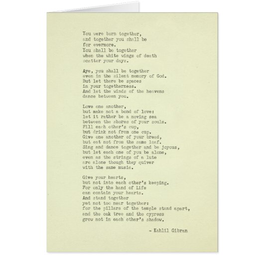 感動的な実質のタイプライターの引用文Kahlil Gibran (正面)