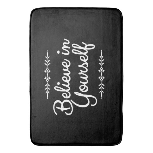 感動的な引用文の白黒黒いマット バスマット (正面縦)