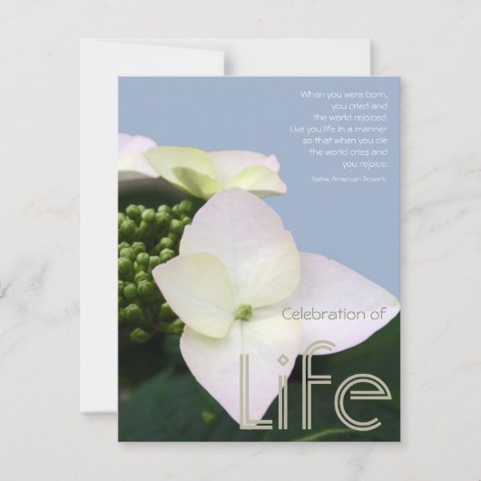 感動的な引用文7の生命のお祝い 招待状 (正面)