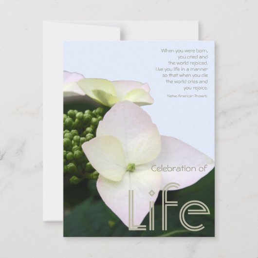 感動的な引用文9の生命のお祝い 招待状 (正面)