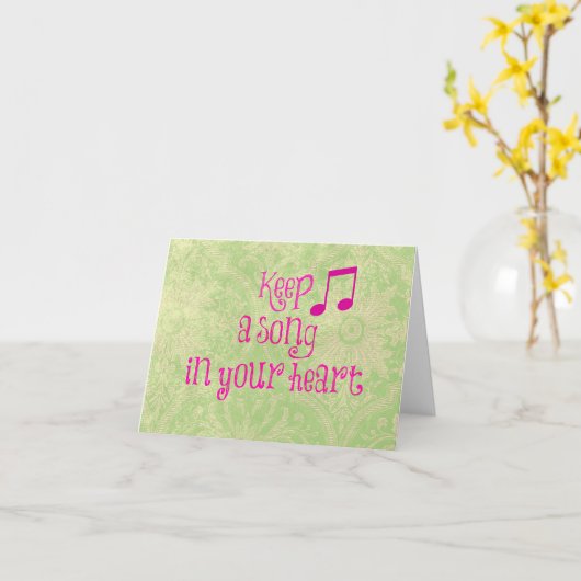 感動的な引用文: あなたのハートの歌を保って下さい カード (黄色い花)