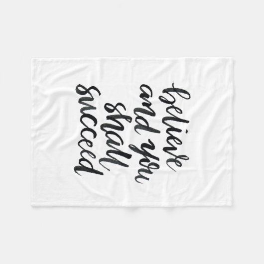 感動的な引用文: 信じれば成功します フリースブランケット (正面(横))