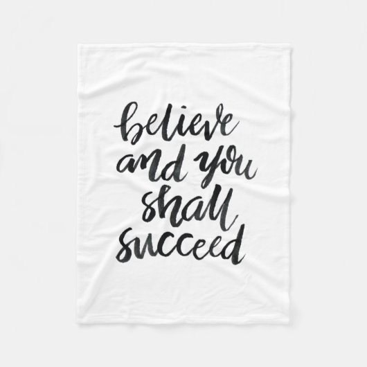 感動的な引用文: 信じれば成功します フリースブランケット (正面)