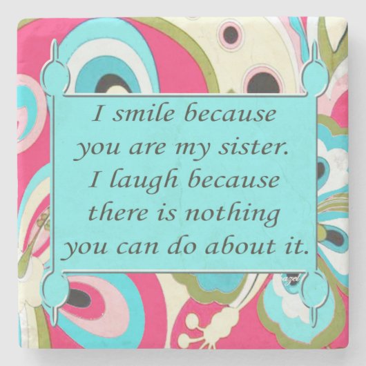 感動的な引用文、姉妹 ストーンコースター (正面)